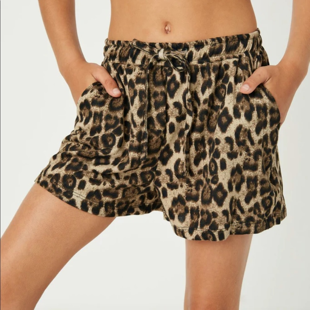 Hayden girls leopard print drawstring shorts